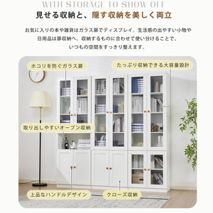 キャビネット 可視扉 サイドボード 引き出し付き 収納棚 リビング 収納ローボード 収納チェスト 食器棚 食器収納 キッチン収納 スリム ホワイト
