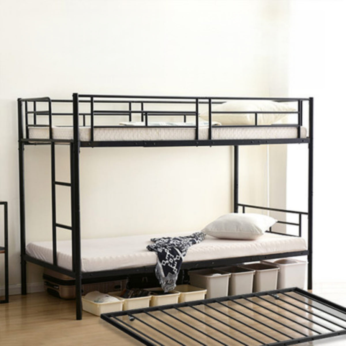 三段ベッド 3段ベッド スチール 耐震 ベッド シングル パイプベッド 3段ベット パイプ 金属製 頑丈 垂直はしご ロータ [
