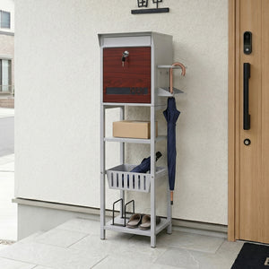 置き型 スタンドポスト かご付きポスト鍵付き 玄関前 収納 北欧 一戸建て用 メールボックス A4対応 新聞受け 高級 (N508P503876B)