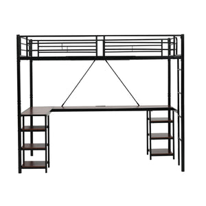 SS 80*180cm ロフトベッド パイプベッド シングル デスク付き 収納棚 ハシゴ付き 左右入れ替え可能 ロフトベッド 収納 大人 一人暮らし 子供ベッド 北欧風 二段ベッド 子供部屋 スチール 耐震 パイプ