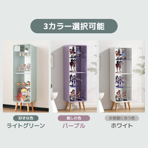 コレクションケース コレクションシェルフ ガラスディスプレイキャビネット4段 高さ調節可能 フィギュア 収納 背面ミラー 強化ガラス棚