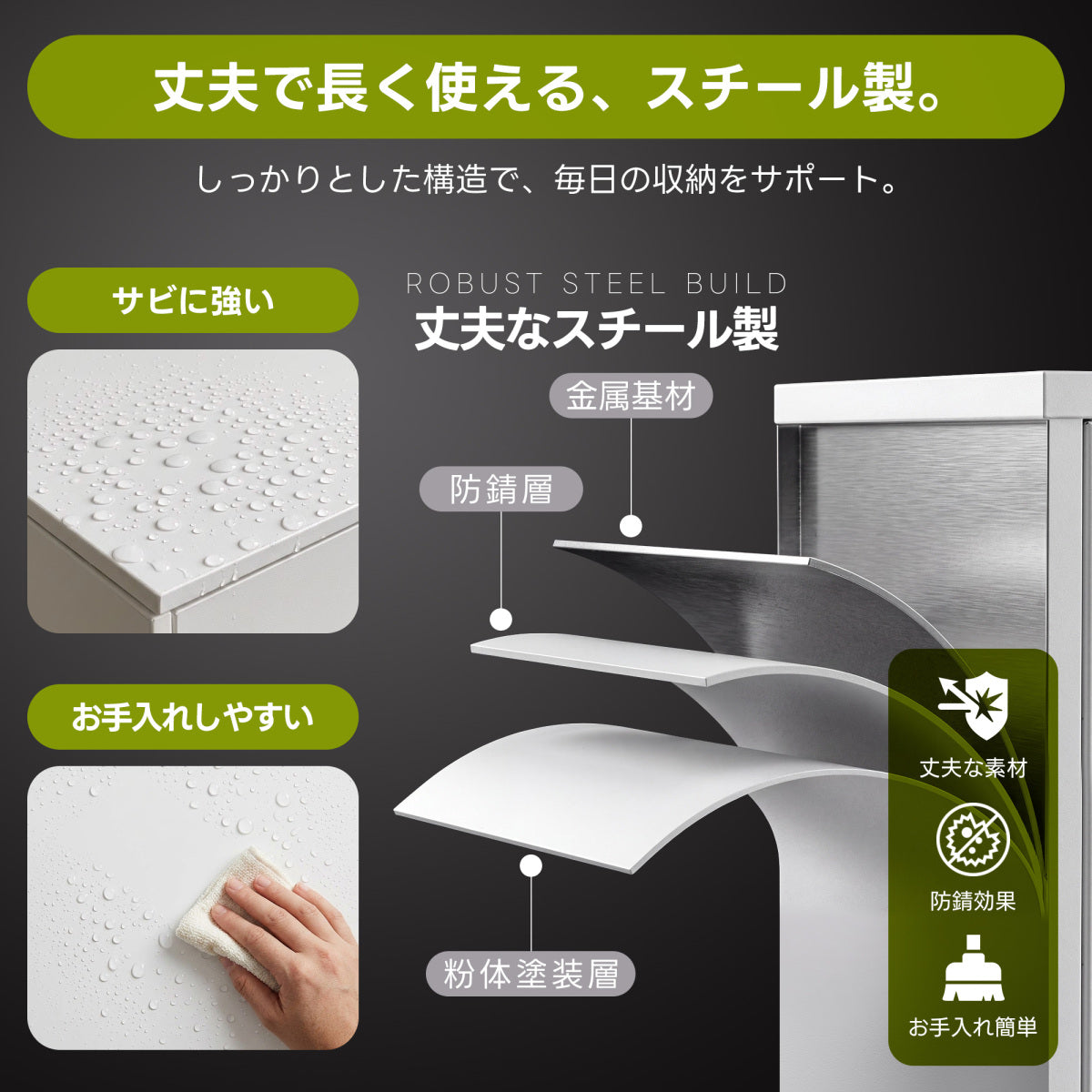 スチール書庫 鍵付き 可動棚 粉体塗装 防錆 高耐久 省スペース コンパクト オフィス書類・貴重品収納 業務用キャビネット ホワイト