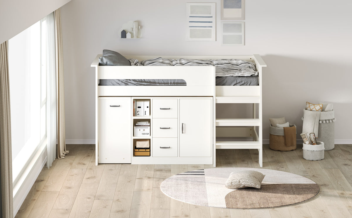 システムベッド 3点セット 分離可能 高さ115cm シングル デスクベッド ロータイプ ハシゴ 学習机 すのこ キャビネット 収納棚 引き出し システムベッドデスク 本棚 収納 ブックシェルフ ロフト ベッドロフトシステムベッド セット