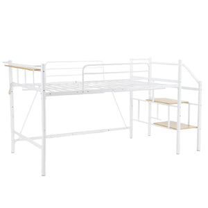 ロフトベッド パイプベッド シングル 耐荷重150kg 高さ130cm ハイベッド ロフトベッドロータイプ 棚 収納 北欧風 大人 一人暮らし 子供部屋 スチール 耐震 ベッド シングル