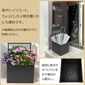 プランター付きポスト 置き型 スタンドポスト かご付きポスト鍵付き メ一ル便 一戸建て用 メールボックス A4対応 新聞受け 高級 ブラック