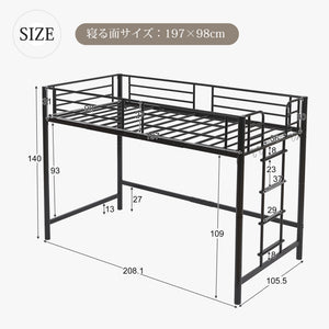 ロフトベッド パイプベッド シングル 耐荷重150kg システムベッド ロータイプ ミドルタイプ 収納 大人 一人暮らし スチール