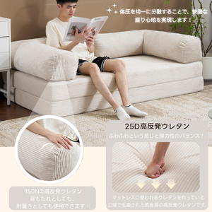 ソファベッド 組立て不要 二人掛け 三人掛け フロアソファ コンパクト ローソファ ソファー 1人暮らし 家庭用 マルチに使える クッション付き 座椅子