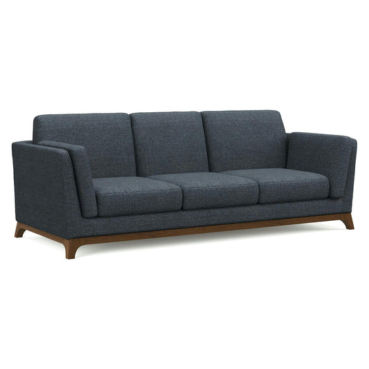 Ceni 83" Sofa - Denim Blue and Walnut