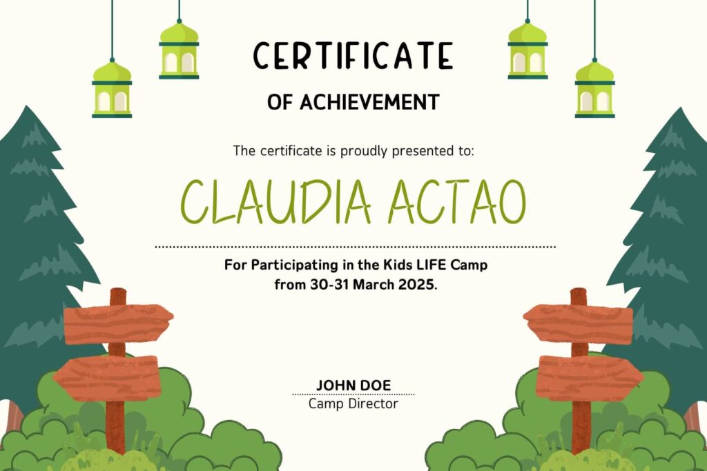 A certificate of achievement mockup using Quirlox font for both bold headings and the name, showing how the font can be used in formal yet creative settings.