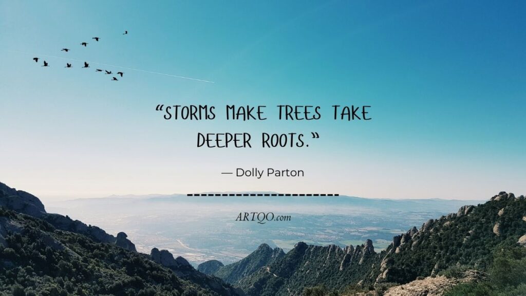 “Storms make trees take deeper roots.”